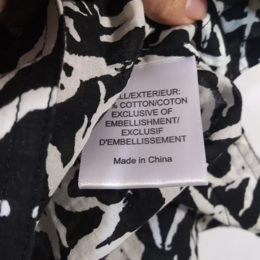 Tory Burch Black White Swinging Monkey Blouse Top Size 0